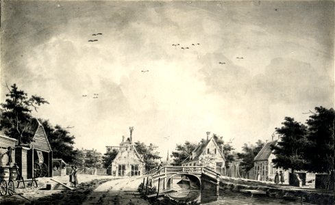 HUA-107533-Gezicht vanuit het oosten op de Stadsdam schutsluis in de Leidsche Rijn te De Meern met links de herberg t Rad van AvontuurNB Dit gedeelte van De Meer