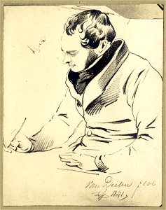 HUA-104407-Portret van WMJ van Dielen geboren 1806 wethouder van Utrecht 1844 1865 overleden 1867 Te halve lijve links zittend schrijvend