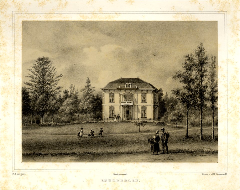HUA-135877-Gezicht op het huis Beukbergen te Zeist met het bijbehorende parkNB Het huis Beukbergen heeft tegenwoordig het adres Amersfoortseweg 59 te Huis ter He