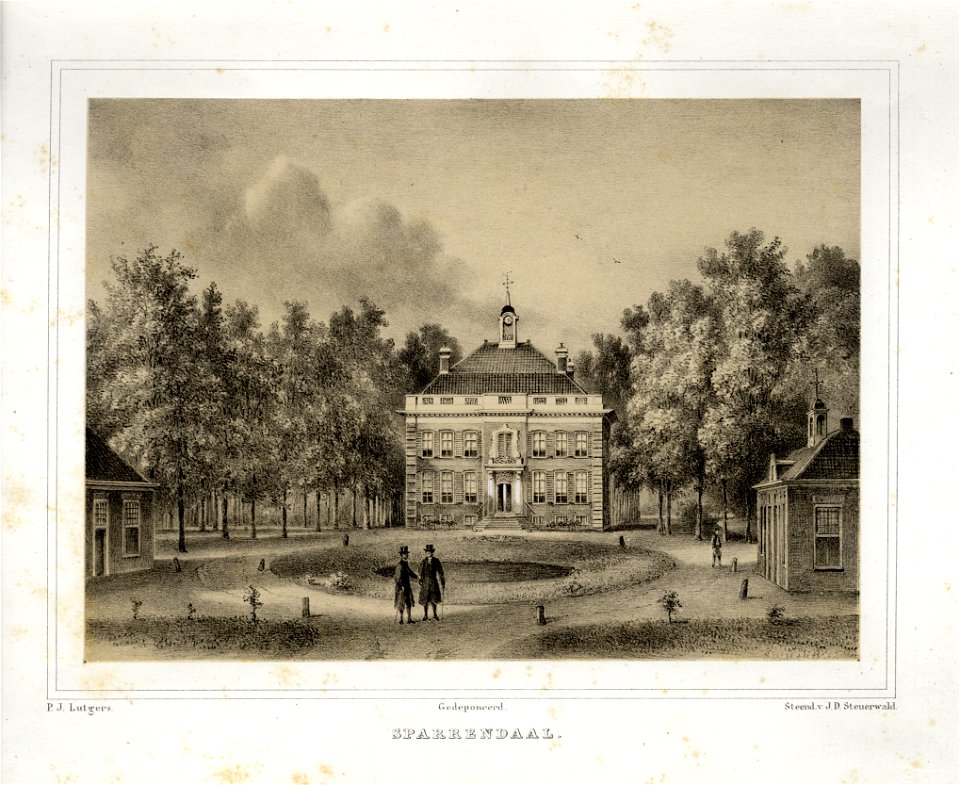 HUA-135889-Gezicht op de voorgevel van het huis Sparrendaal Hoofdstraat 87 91 te Rijzenburg met een gedeelte van de beide bijgebouwen uit het zuidwestenNB De gem