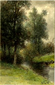 HUA-200089-Gezicht op een landschap met een beekje buiten Amersfoort