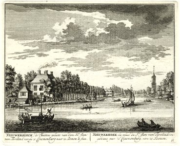 HUA-135746-Gezicht op de Vecht uit het zuiden in de richting van Loenen met de toren van de Nederlands Hervormde kerk met links het huis Nieuwerhoek en meer naar