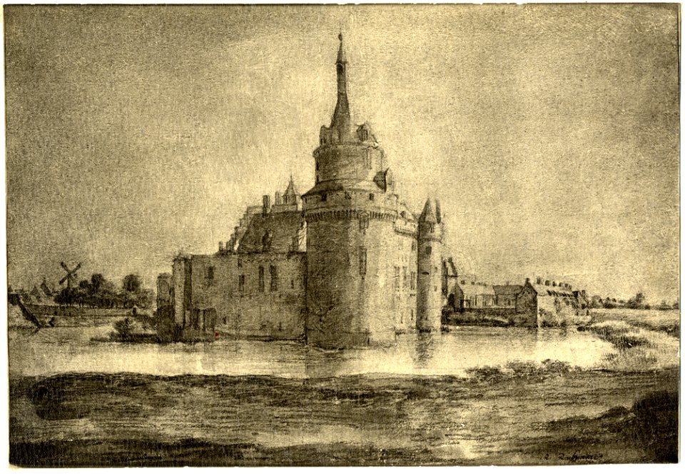 HUA-107304-Gezicht op het kasteel Duurstede te Wijk bij Duurstede met de Bourgondische toren en op de achtergrond de voorburcht uit het noordwesten met links op 