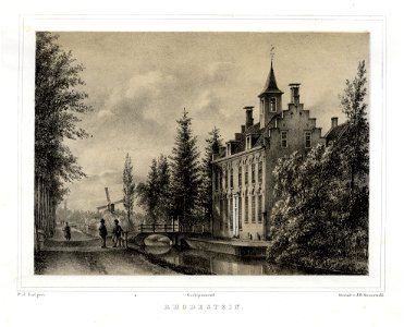 HUA-135917-Gezicht op de voor en de zijgevel van het huis Rhodestein bij Nederlangbroek gemeente Langbroek NB Het huis Rhodestein Royestein lag op de hoek van de