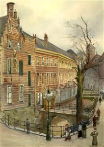 HUA-119817-Gezicht op de Kromme Nieuwegracht te Utrecht met Paushuize uit het zuidwesten