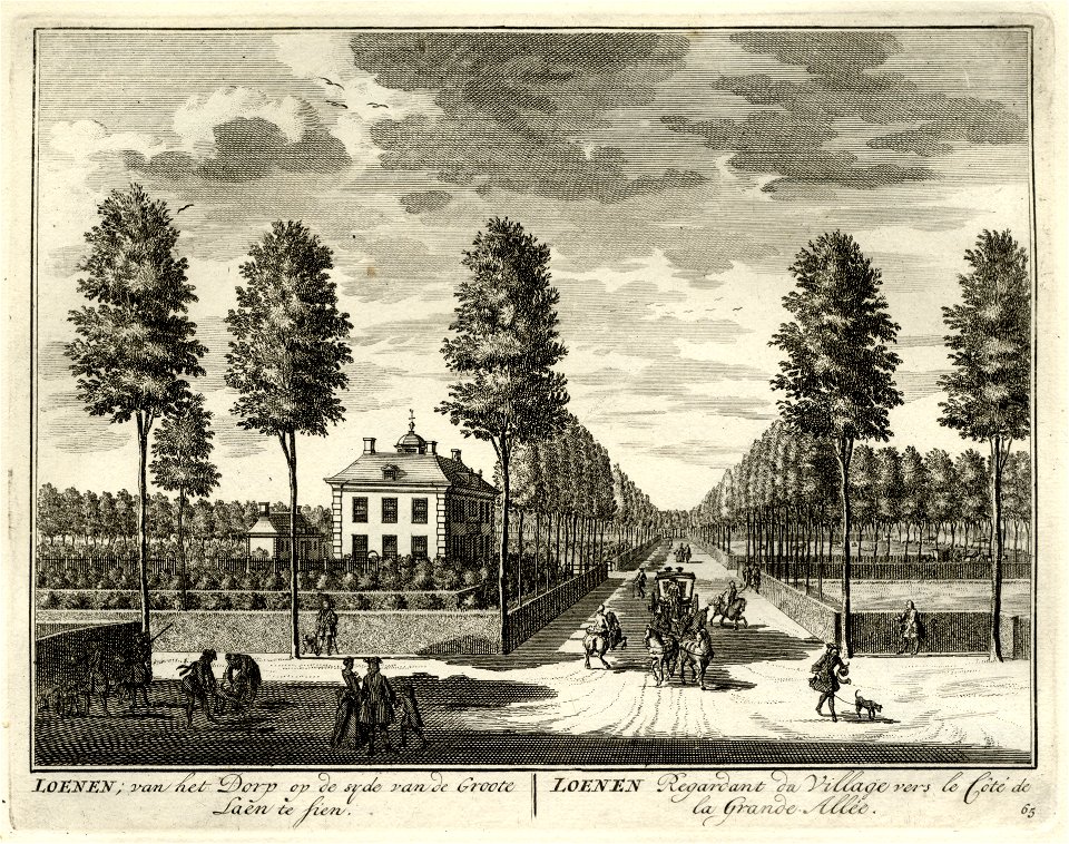 HUA-135650-Gezicht in de Grote Laan de hoofdas van de buitenplaats Loenen bij Loenen met links van het huis de bomenrij langs de Vecht
