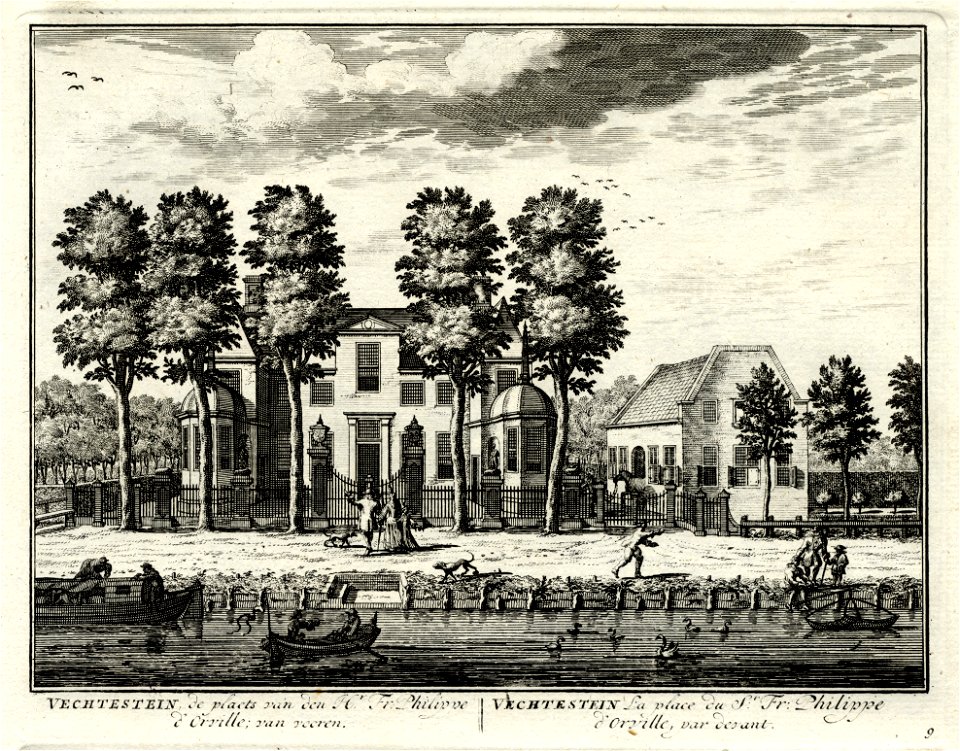 HUA-135698-Gezicht vanaf de Vecht op de voorgevel van het huis Vechtestein bij Maarssen