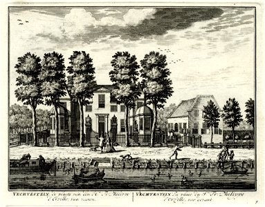 HUA-135698-Gezicht vanaf de Vecht op de voorgevel van het huis Vechtestein bij Maarssen