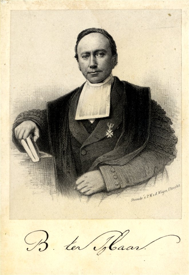 HUA-104879-Portret van B ter Haar geboren 18 juni 1806 hoogleraar in de theologie aan de Utrechtse hogeschool 1854 1874 overleden 19 november 1880 Te halve lijve