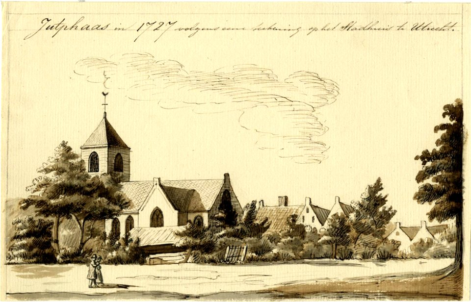 HUA-200594-Gezicht in Jutphaas met de Nederlands Hervormde kerk