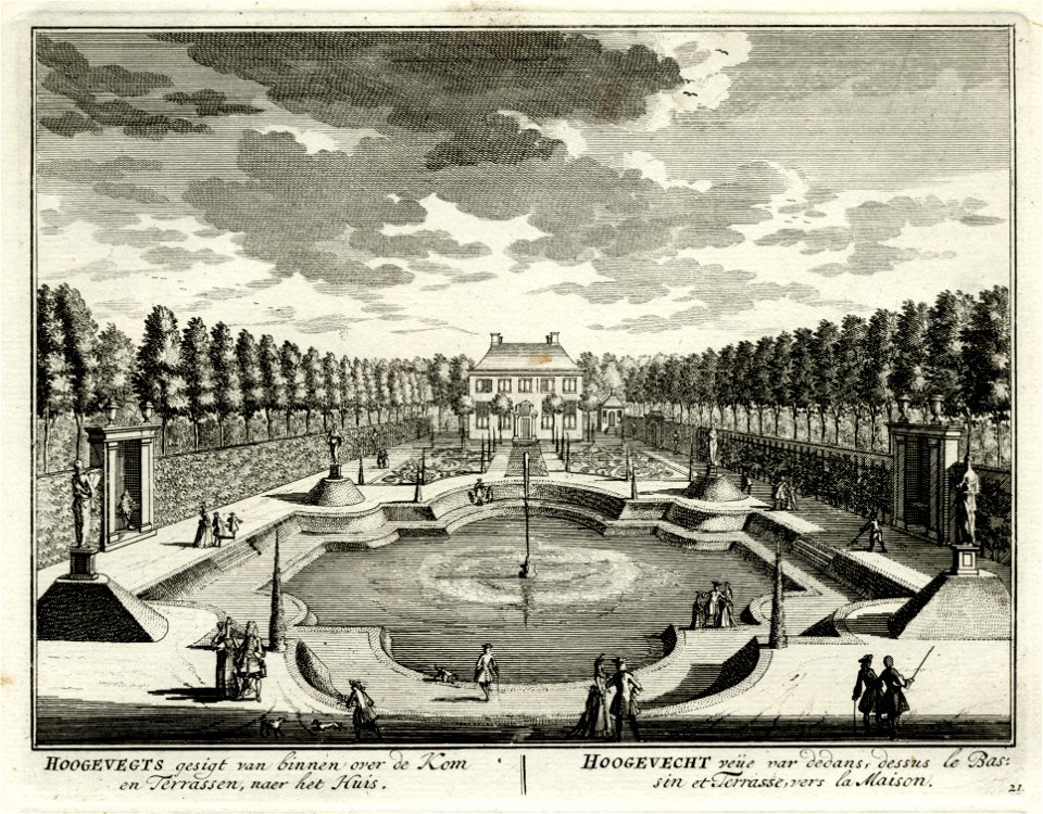 HUA-135710-Gezicht in de tuin van het huis Hogevecht bij Maarsseveen over de grote vijver in de richting van het huis