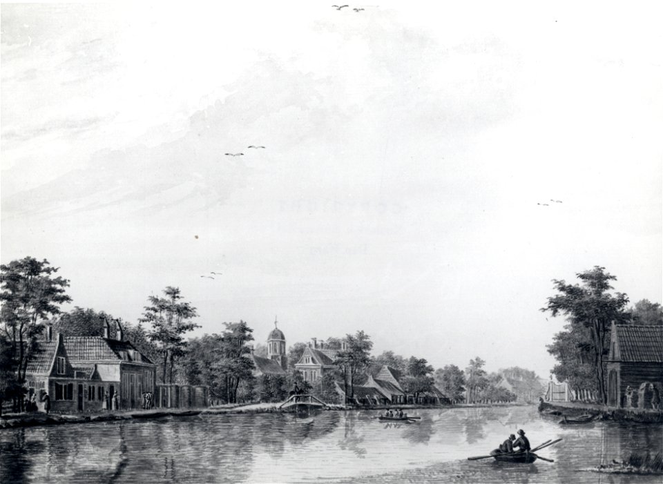 HUA-107643-Gezicht op de Vecht tussen Zuilen en Maarssen met enige huizen waaronder een huis genaamd Diederikstein