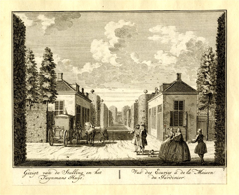 HUA-135982-Gezicht in de laan ten zuiden van het huis Ter Meer te Maarssen met het tuinmanshuis en het koetshuis
