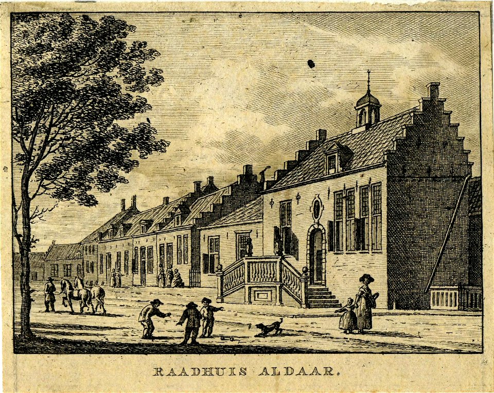 HUA-200351-Gezicht op het raadhuis te Amerongen met de naastgelegen huizen