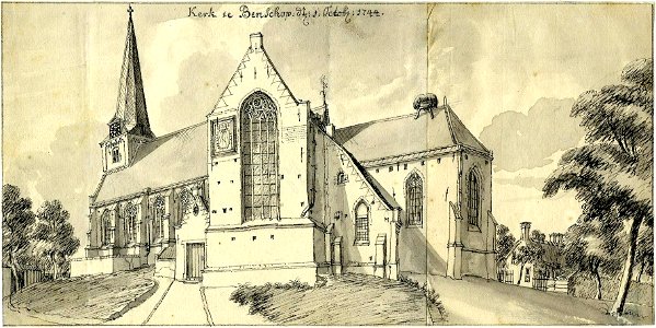 HUA-200408-Gezicht op de Nederlands Hervormde kerk te Benschop uit het zuidoosten