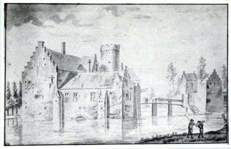 HUA-107399-Gezicht op het omgrachte kasteel Loenersloot uit het noordwesten met rechts de voorburchtNB Dit kasteel heeft tegenwoordig het adres Rijksstraatweg 21