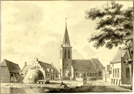 HUA-200753-Gezicht in het dorp Nederlangbroek met de Nederlands Hervormde kerk en op de voorgrond de Langbroekerwetering