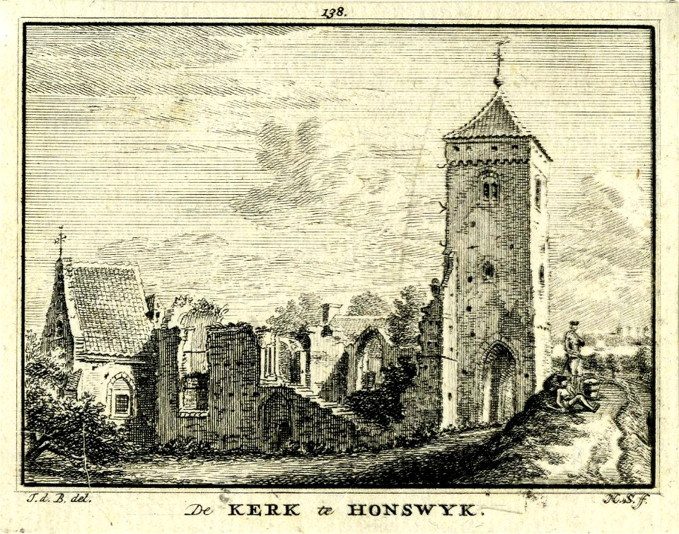 HUA-200564-Gezicht op het geruïneerde kerkgebouw van Honswijk