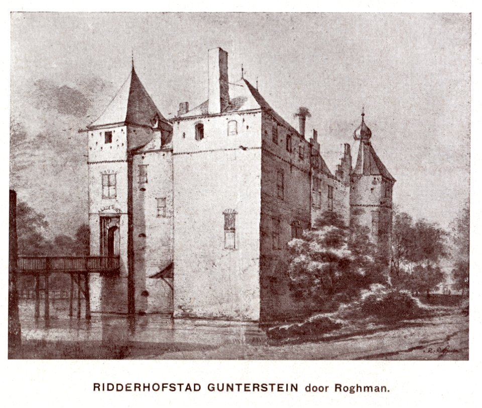 HUA-107340-Gezicht op het kasteel Gunterstein bij Breukelen uit het noordoosten