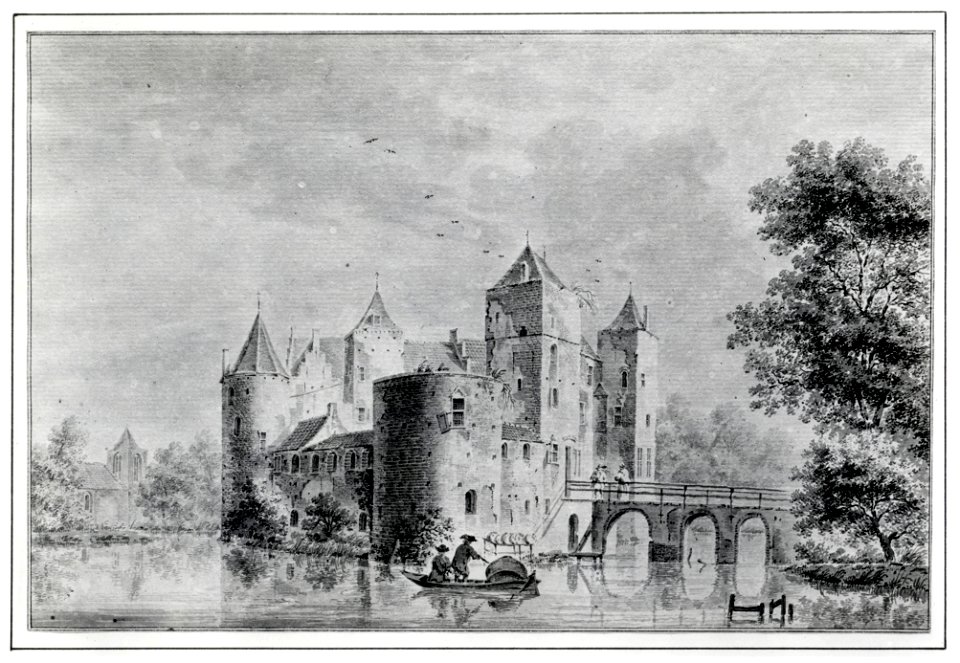 HUA-107353-Gezicht op het kasteel De Haar bij Haarzuilens uit het noordoosten met links op de achtergrond de kapelNB De gemeente Haarzuilens is per 1 januari 195