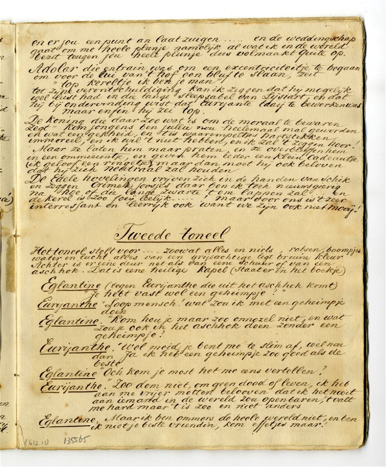 HUA-135565-Afbeelding van een pagina met geschreven commentaar op de opera Euryanthe van Carl Maria von Weber op 25 maart 1861 in de Utrechtse schouwburg uitgevo