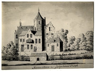 HUA-107496-Gezicht op de voor en de zijgevel van een groot huis bij Jutphaas met de naam Fronestein niet het kasteel Vronestein NB De gemeenten Jutphaas en Vrees