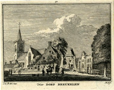 HUA-200454-Gezicht in Breukelen met de Nederlands Hervormde kerk vanuit het zuidoosten In het midden de ophaalbrug over de Kerkvaart Danne en daarachter de Heren