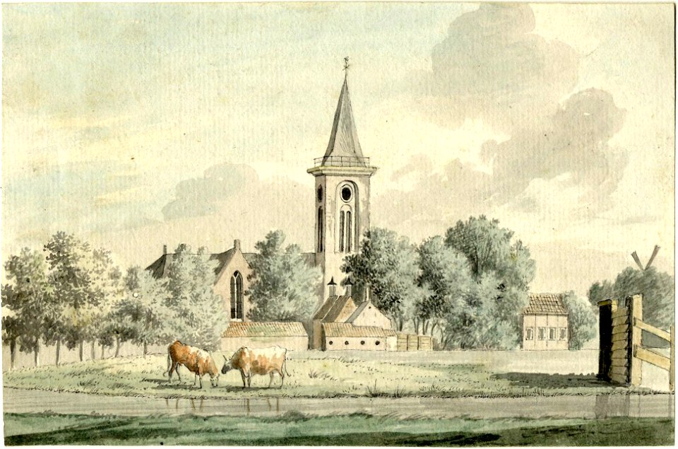HUA-200461-Gezicht op Breukelen met de Nederlands Hervormde kerk