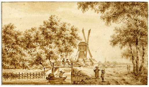 HUA-200561-Gezicht op de korenmolen aan de Leidsche Rijn bij VeldhuizenNB De gemeente Veldhuizen is per 1 januari 1954 opgenomen in de gemeente Vleuten De Meern 