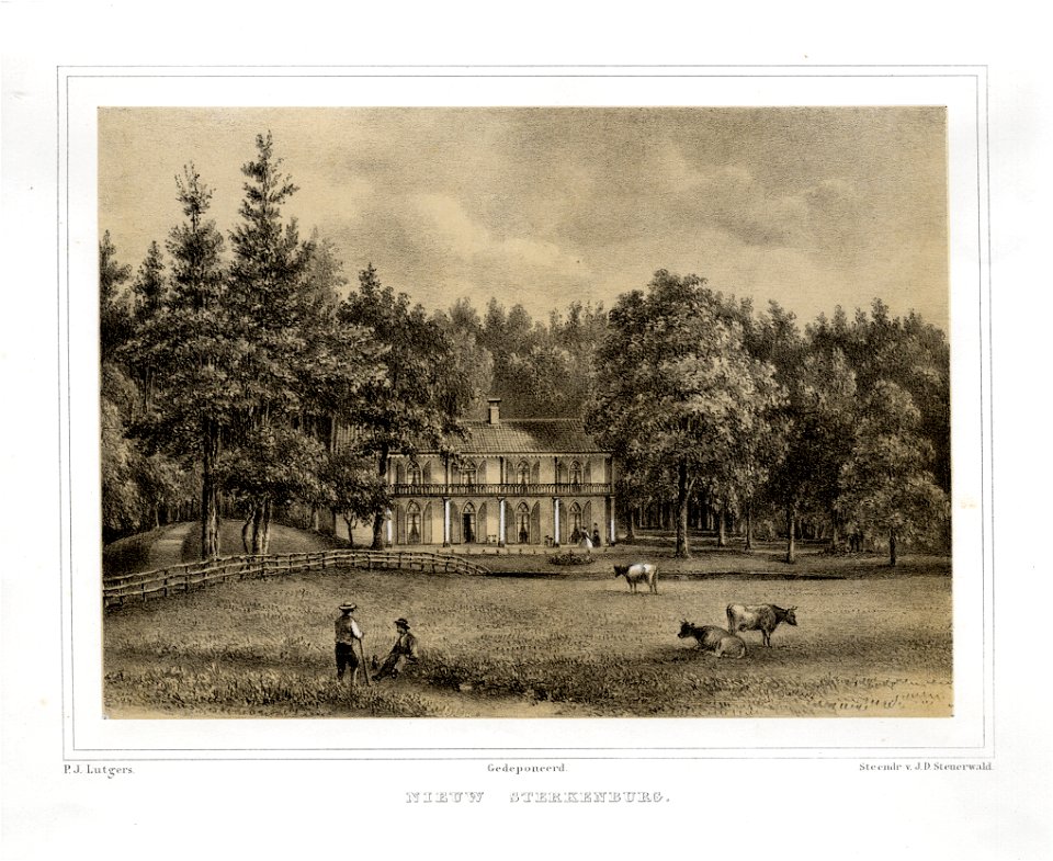 HUA-135898-Gezicht op de voorgevel van het huis Nieuw Sterkenburg te Doorn temidden van het omringende landschapsparkNB Het huis is ook bekend onder de naam Wara