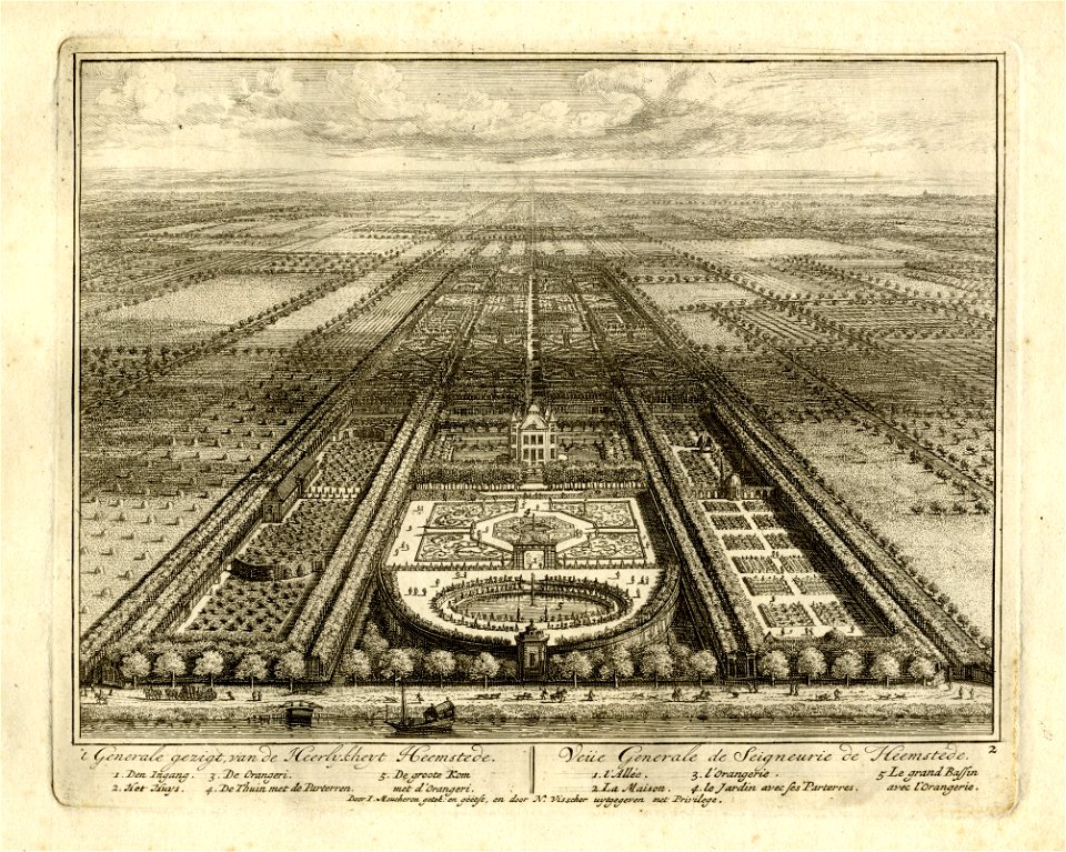 HUA-135951-Overzicht van de buitenplaats Heemstede te Houten vanuit een denkbeeldig hoog standpunt