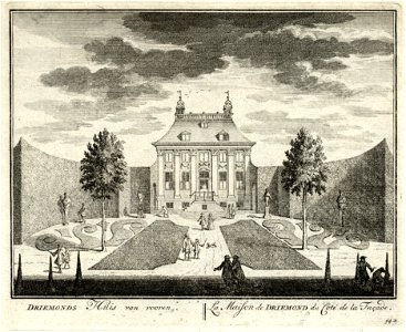 HUA-135786-Gezicht op de voorgevel van het huis en de ervoor gelegen tuin van de buitenplaats Driemond gelegen op de plaats waar de riviertjes het Gein de Gaasp 
