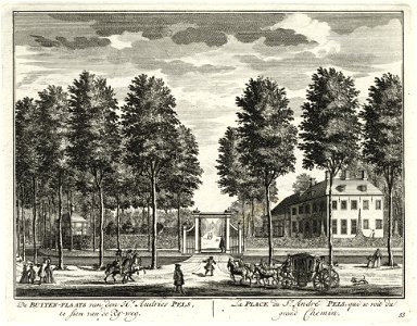 HUA-135742-Gezicht over de Vecht bij Nieuwersluis op de voor en de zijgevel van het huis Vreedenhoff en in de tuin bij het huis