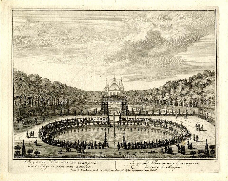HUA-135971-Gezicht vanaf het paviljoen aan het zuidwestelijke einde van de tuin van de buitenplaats Heemstede te Houten over de grote vijver in de richting van h