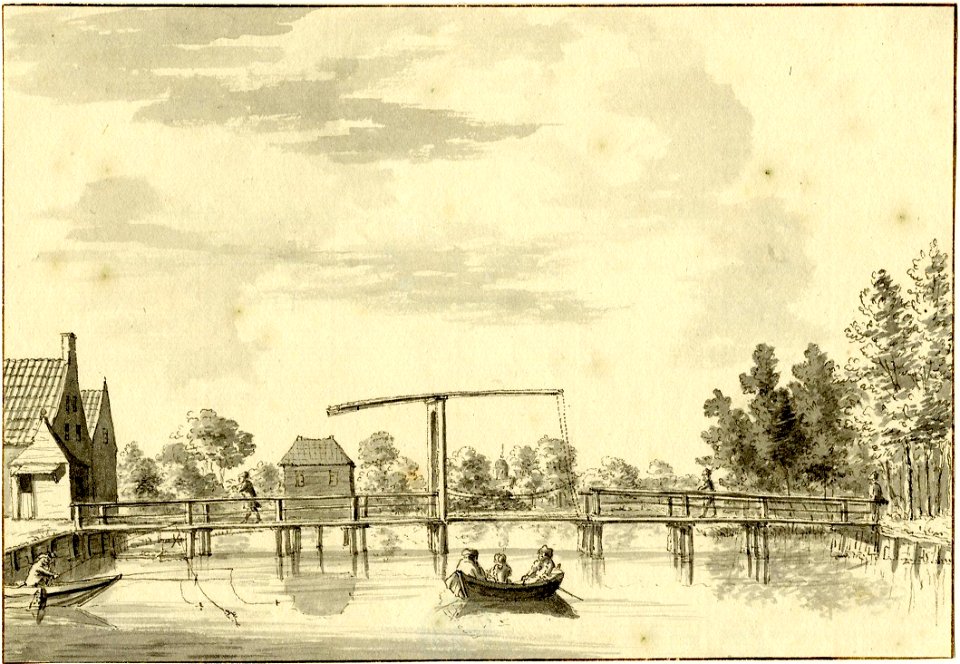 HUA-200777-Gezicht op de tolbrug over de Vecht te Nieuwersluis uit het zuidwesten met op de achtergrond het torentje van het huis Bereveld