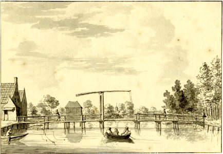 HUA-200777-Gezicht op de tolbrug over de Vecht te Nieuwersluis uit het zuidwesten met op de achtergrond het torentje van het huis Bereveld