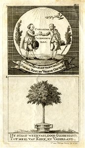 HUA-135540-Afbeelding van twee chassinetten voor vensters in een Utrechts gebouw ter gelegenheid van de verjaardag van prins Willem V van Oranje op 8 maart 1788 