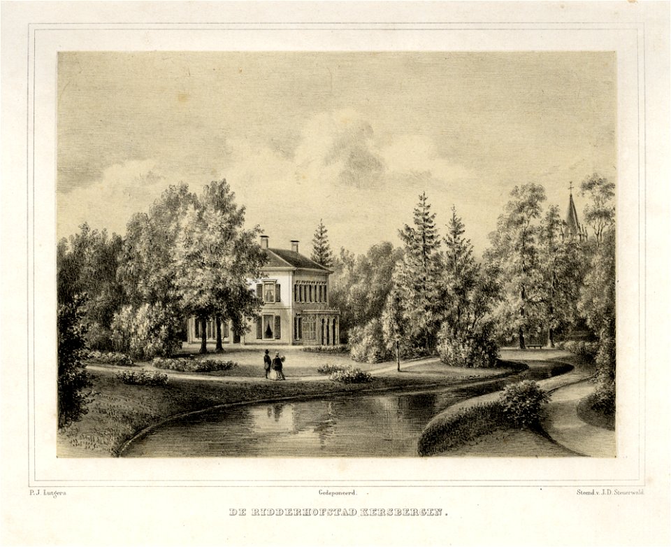 HUA-135870-Gezicht op het huis Kersbergen en het omringende landschapspark te Zeist