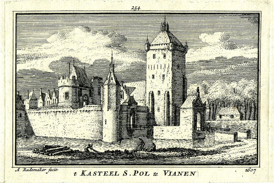 HUA-200923-Gezicht op het kasteel Batestein met de toren St Pol te Vianen