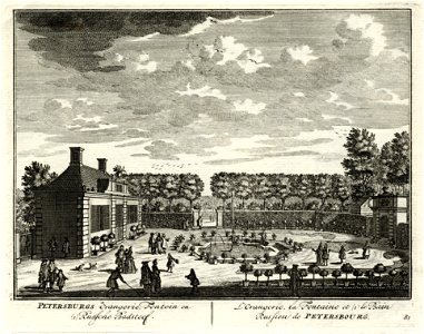 HUA-135770-Gezicht op de oranjerie en het Russische bad op de buitenplaats Petersburg bij Nigtevecht