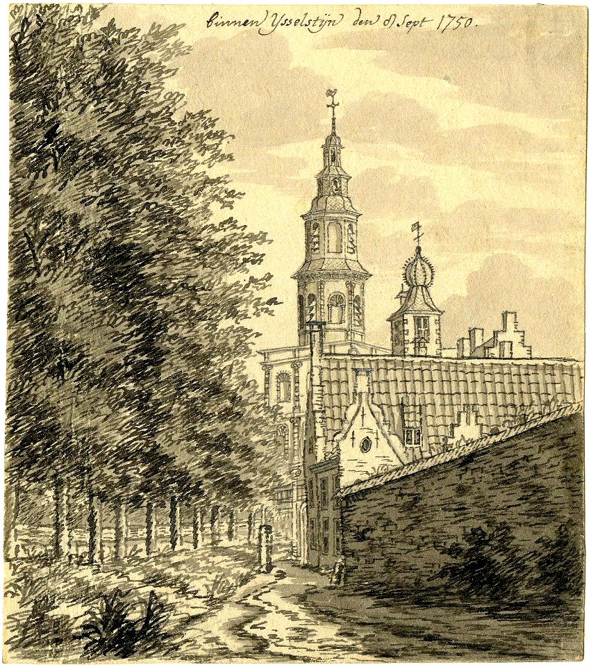 HUA-200279-Gezicht in IJsselstein met op de achtergrond de toren van de Nicolaaskerk