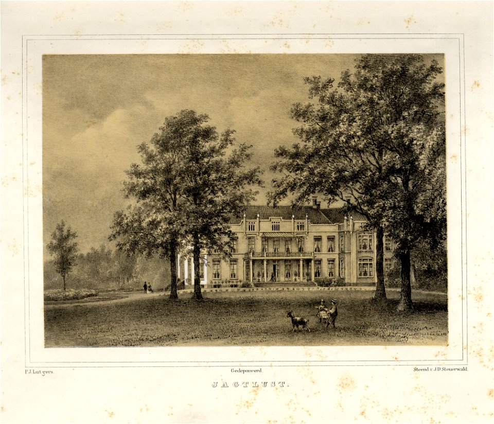 HUA-135854-Gezicht vanuit het park op de voorgevel van het huis Jagtlust bij De Bilt