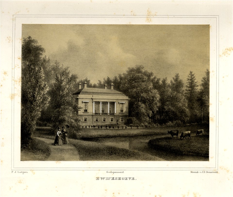 HUA-135858-Gezicht op het huis Ewijkshoeve te Zeist met het bijbehorende park