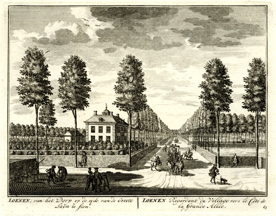 HUA-135754-Gezicht in de Grote Laan de hoofdas van de buitenplaats Loenen bij Loenen met links van het huis de bomenrij langs de Vecht