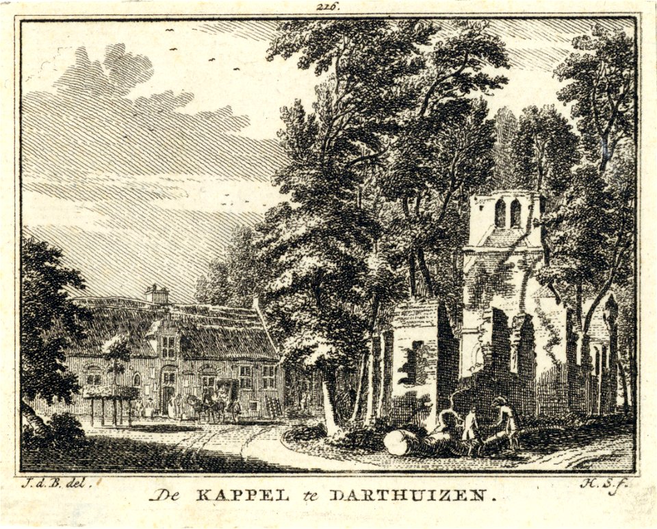 HUA-200495-Gezicht in het dorp Darthuizen met de ruïne van de kapelNB Darthuizen maakt thans deel uit van de gemeente Leersum