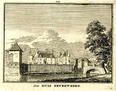 HUA-201100-Gezicht op het kasteel Beverweerd bij Werkhoven met rechts de toegangsbrug tot de voorburcht uit het oosten