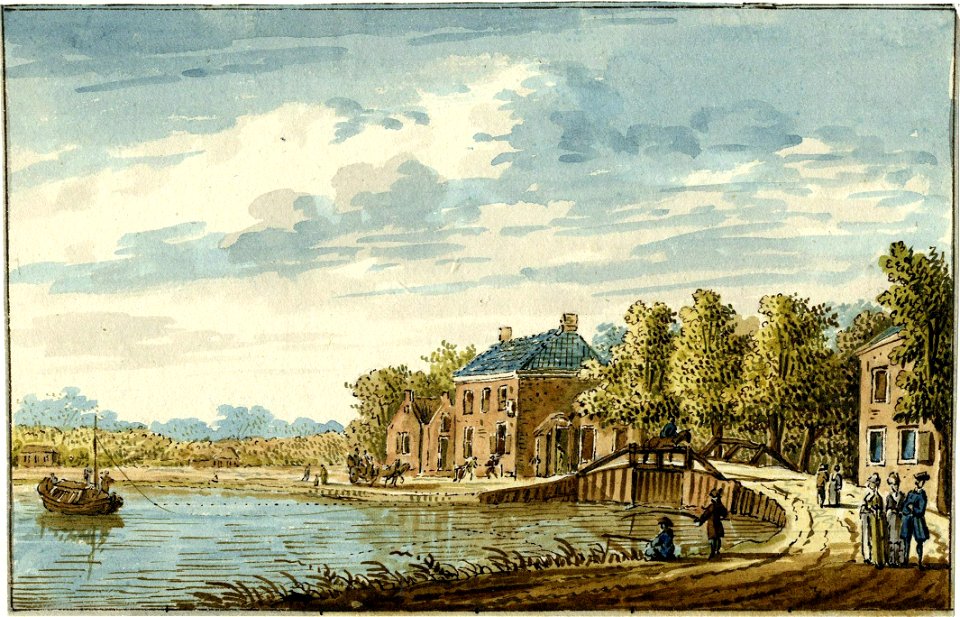 HUA-200730-Gezicht op een bocht van de Vecht met de herberg Het Zwarte Varken bij Maarssen