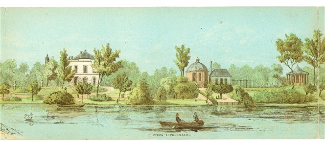 HUA-135027-Gezicht op het voormalige bolwerk Lepelenburg te Utrecht met links het huis Lievendaal en rechts enkele particuliere tuinhuizen