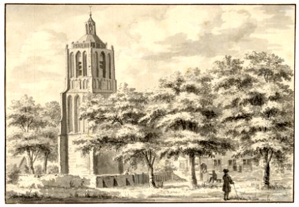HUA-200569-Gezicht in Houten met de toren van de Nederlands Hervormde kerk
