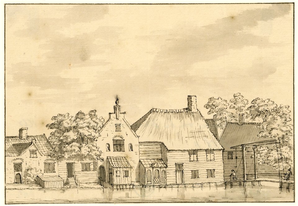 HUA-200315-Gezicht vanaf de Voordijk op enkele huizen aan de overzijde van de rivier het Gein in het dorp Abcoude met rechts een ophaalbrug